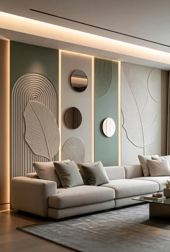 Premium living room interior showcasing Euro Pratik wall panels and designer surface solutions